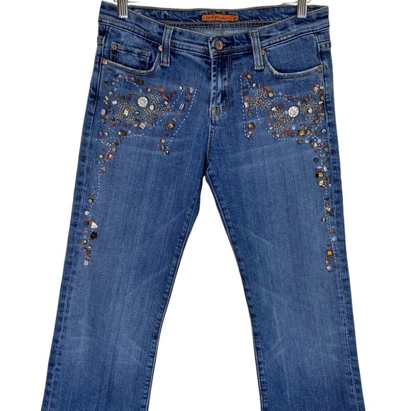 VERTIGO Paris Y2K Bootcut Bling Jeans Heavily Beaded Low Rise Stage Western - Picture 3 of 16